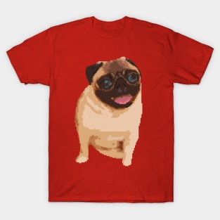 a sitting Pug dog pixel art T-Shirt